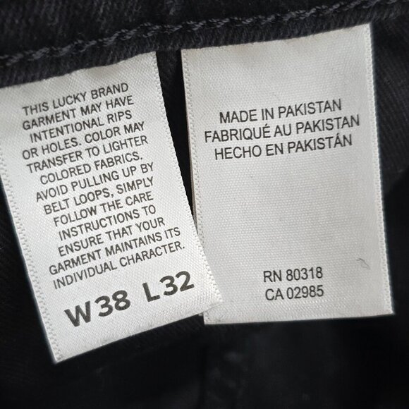 Lucky Brand Black Vintage Straight Denim Jeans Hemmed 38 x 30 - Picture 9 of 10